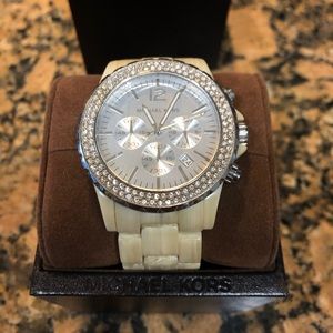 Michael Kors Bone/Rhinestone Watch